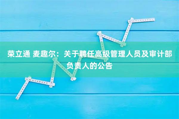 荣立通 麦趣尔：关于聘任高级管理人员及审计部负责人的公告