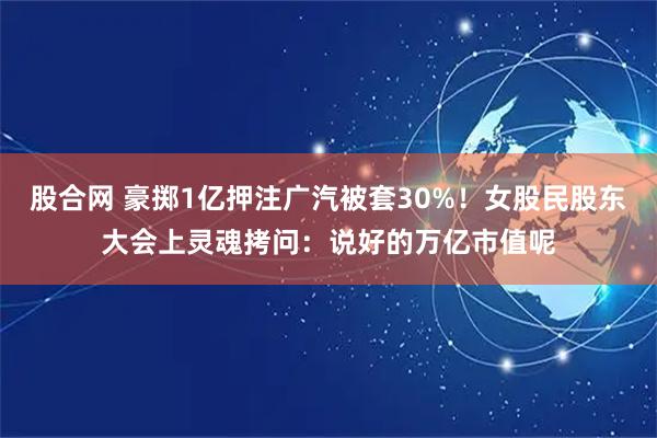 股合网 豪掷1亿押注广汽被套30%!女股民股东大会上灵魂拷问:说好的万亿市值呢
